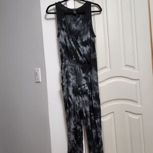 Parker and Quinn Black Gray Tie Dye Marbled Thunderstorm Jumpsuit